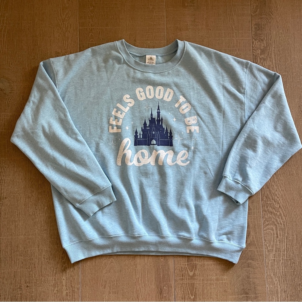 Disney Parks “Feels Good to be Home” Castle Light Blue Sweatshirt